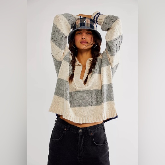 𝓯𝓹 Free People ~ Pembrook Sweater in Ivory Combo - Picture 12 of 13